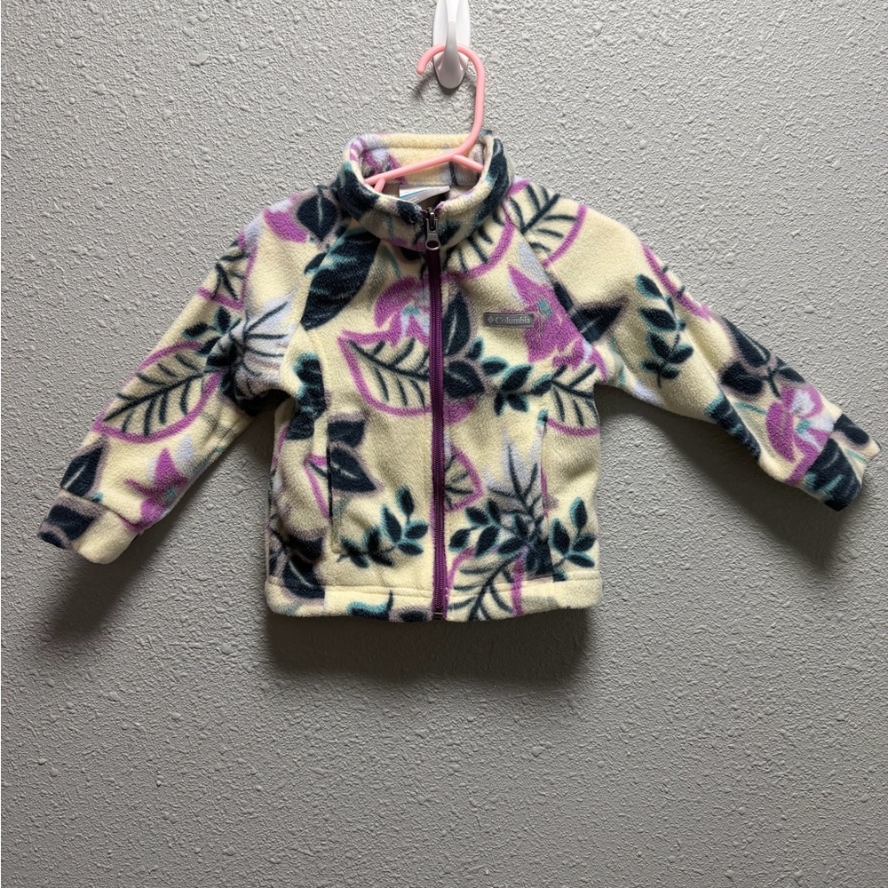 Columbia Cream and Purple Patterned Fleece Jacket